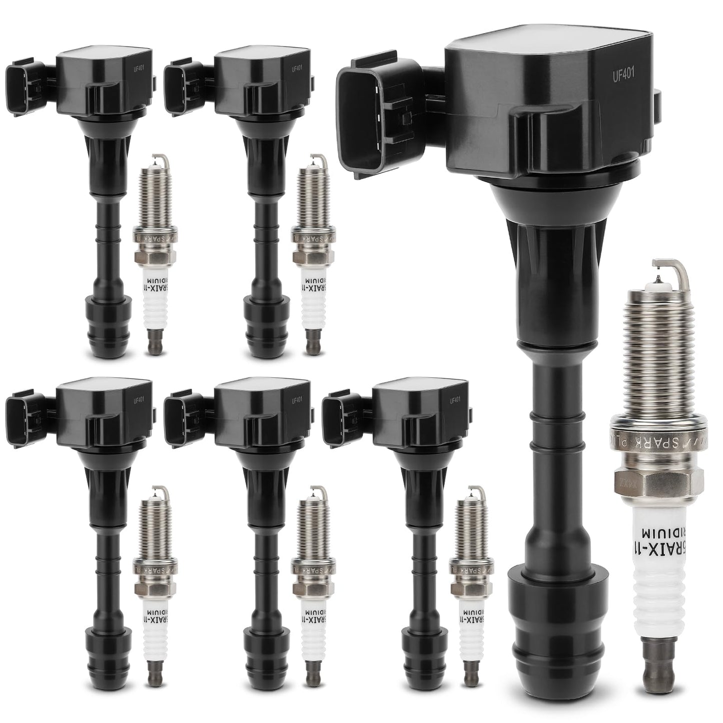 UF667 Ignition Coil & ILZFR6D11 Double Iridium Spark Plug for BMW 2.5-6.0L