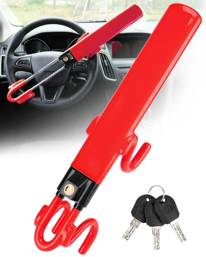 Tevlaphee Steering Wheel Lock Anti-Theft Car Device Heavy Duty Security Car Lock Antitheft Locking Devices Great Deterrent Adjustable Car Wheel Lock Anti Theft for Vehicle Truck with 3 Keys(Black)