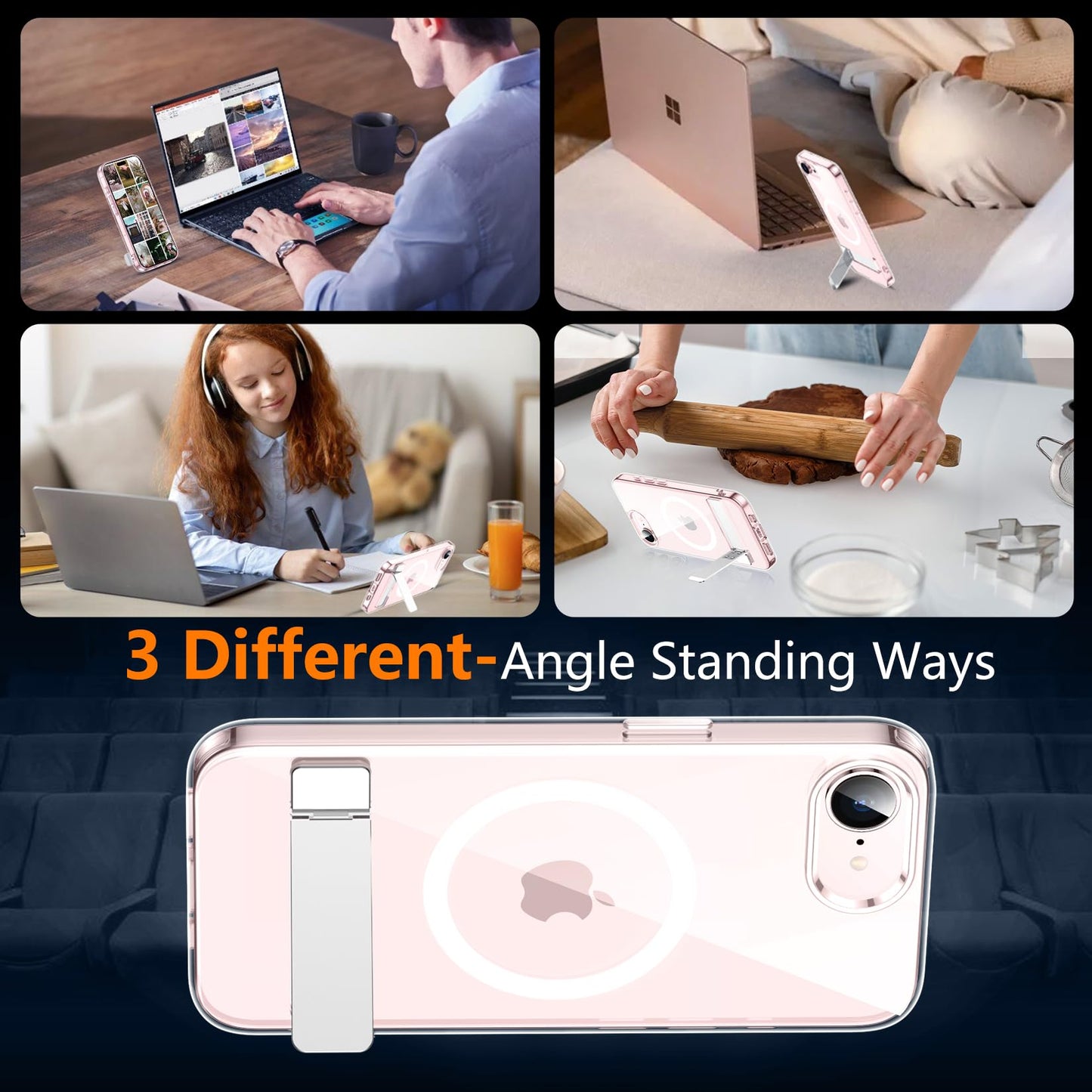 SPIDERCASE Magnetic for iPhone 17 Pro Max Case,with Kickstand,Clear