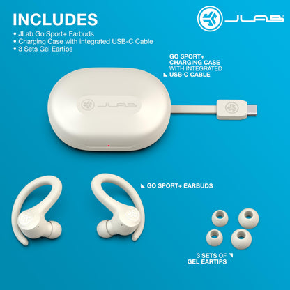 JLab, Go Sport+, True Wireless Workout Earbuds, Bluetooth Sport Earbuds, Clear Calling, Graphite