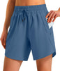 Ksmien Women's 5"/7" Athletic Running Shorts Quick Dry with Zipper Pockets