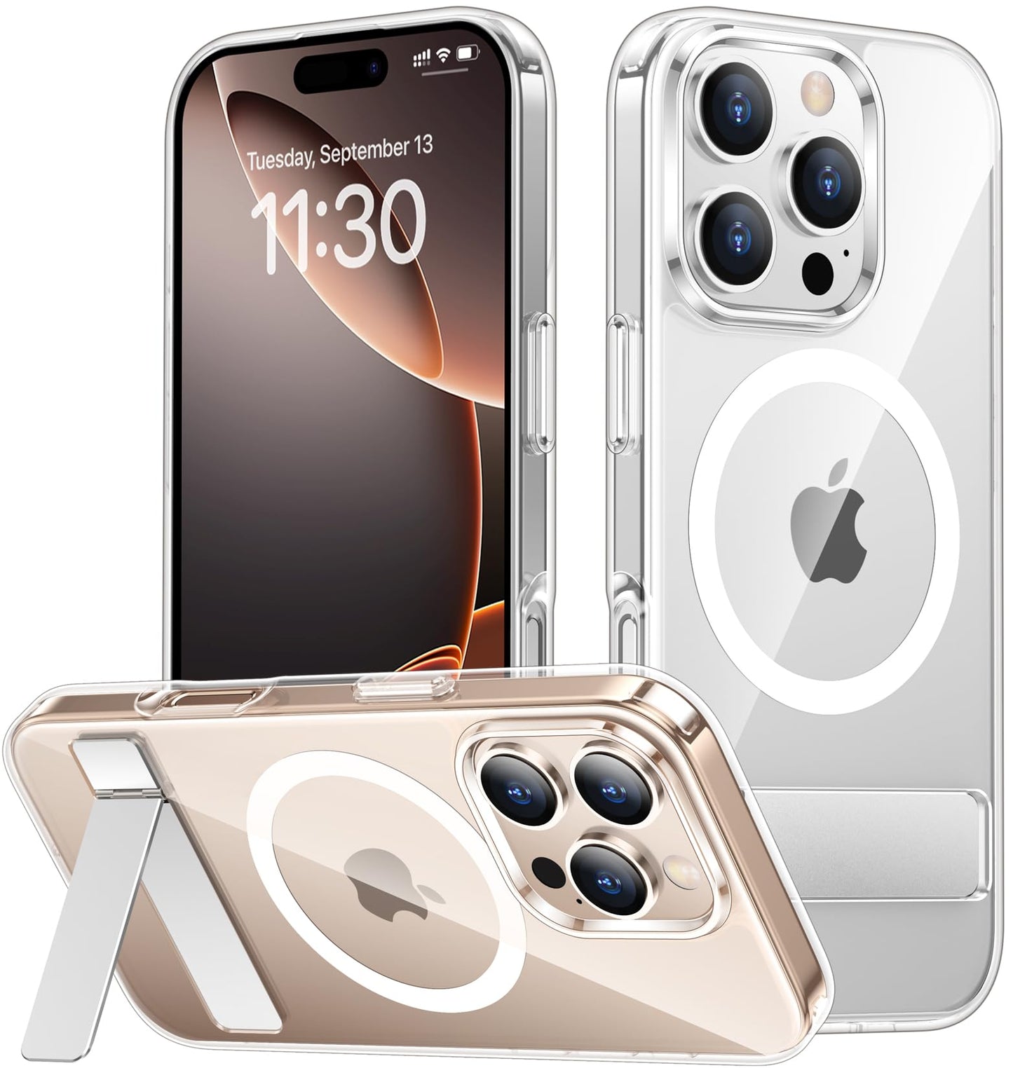 SPIDERCASE Magnetic for iPhone 17 Pro Max Case,with Kickstand,Clear