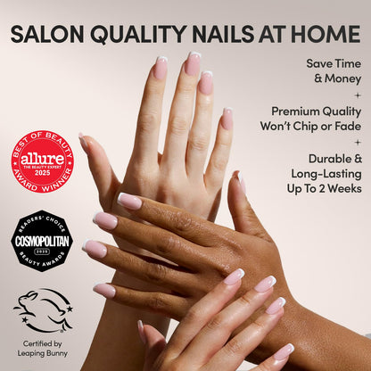 Glamnetic Press On Nails - Short Almond, Glossy Fake Nails 24 Pc Full Kit