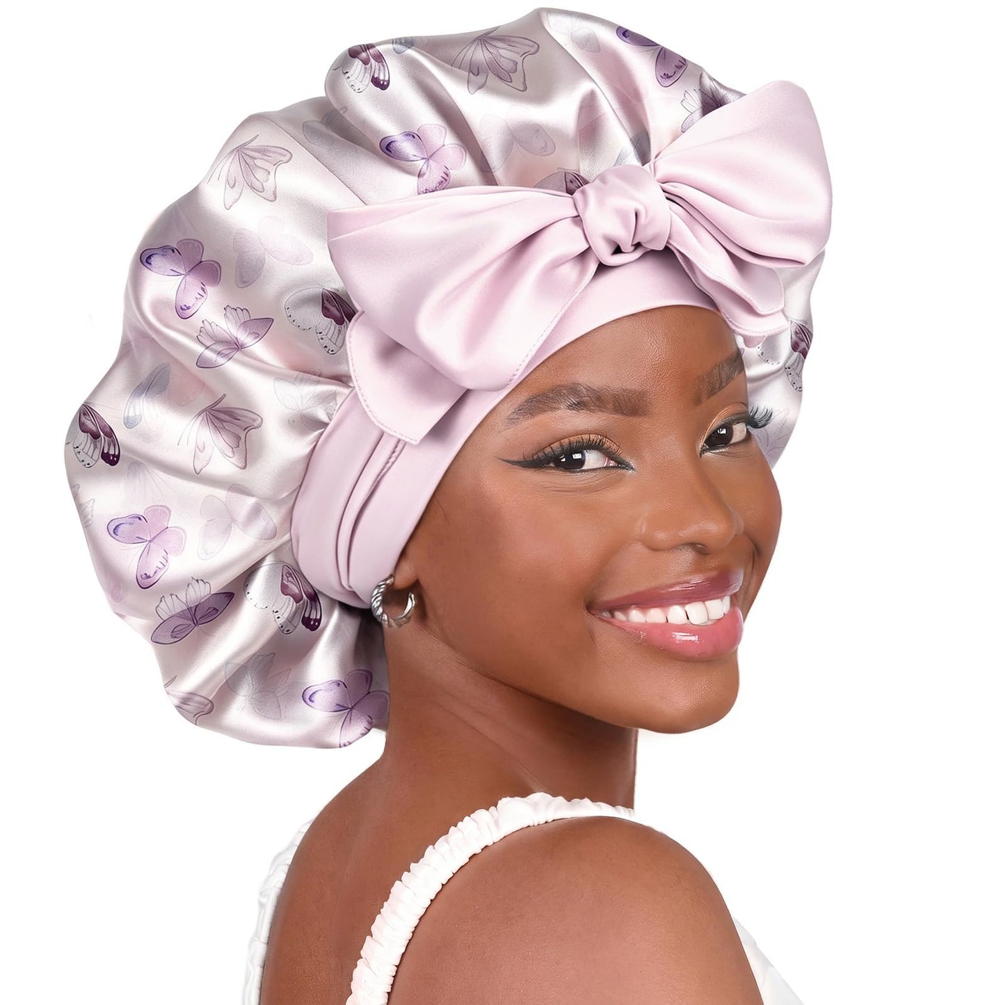 YANIBEST Adjustable Silk Bonnet for Sleeping Women Double Layer Satin Bonnet Reduce Friction Prevent Frizz Curly Hair