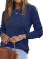Arach&Cloz Women's Wool Blend Classic Crew Neck Casual Fall Sweaters