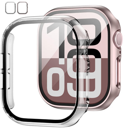 JZK Screen Protector Case for Apple Watch Series 11/10 42mm,Purple+Clear