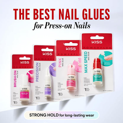 Kiss PowerFlex Maximum Speed Nail Glue - Fast Drying Adhesive for Glue-On Nails & Repairs with Nozzle Tip Applicator, Ideal for Tips & Wraps, Net Wt. 0.10 oz (3g)