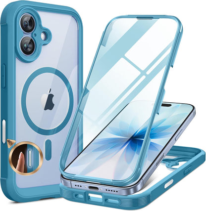 miracase for iPhone 17e Case & iPhone 16e Case, Full-Body Phone with Built-in Glass Screen Protector, [Magnetic with MagSafe] Military Drop Proof 17 E/ 16 E Cover Bumper 6.1 inch, Black
