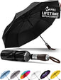 Windproof Travel Umbrella - Compact & Withstands Winds up to 100MPH, Strongest Premium Auto Folding Umbrella for Rain and Sun - Durable, Light & Portable for Women & Men, Fits Backpack & Cars