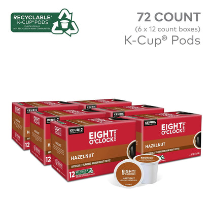 Eight O'Clock Coffee Hazelnut, Single-Serve Keurig K-Cup Pods, Flavored Medium Roast Coffee Pods, 96 Count
