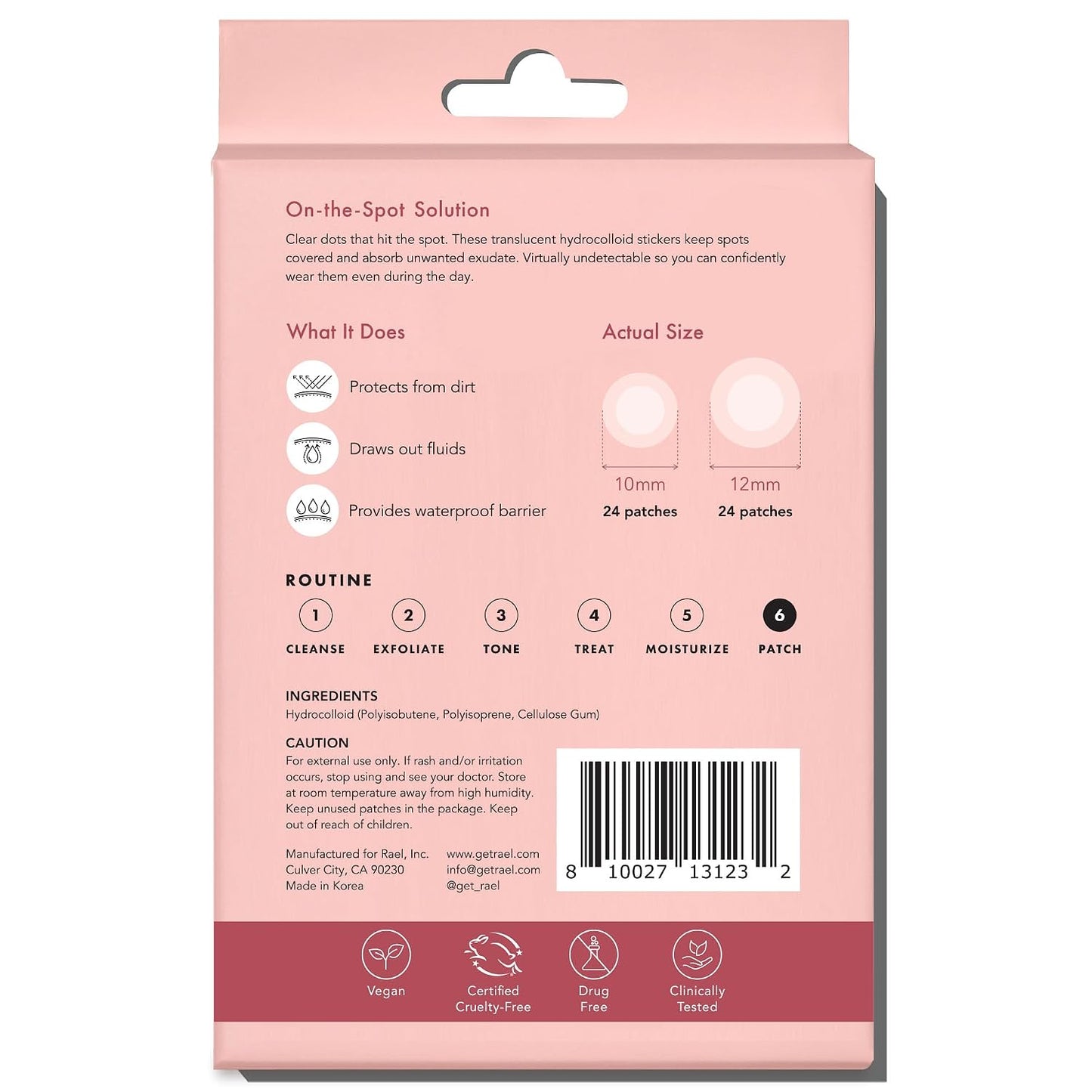 Rael Miracle Invisible Spot Cover Hydrocolloid Acne Pimple Patches (96 Ct)