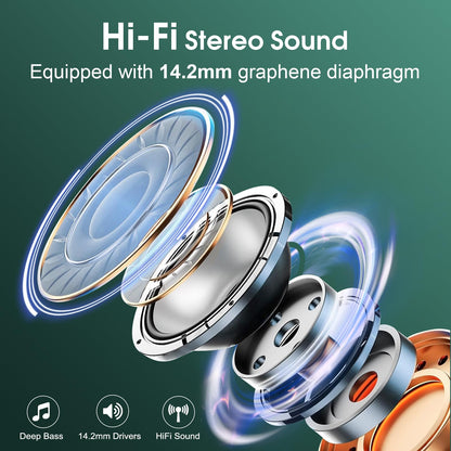 Wireless Earbuds 75H Bluetooth 5.4 Sport Headphones with Earhooks, Black