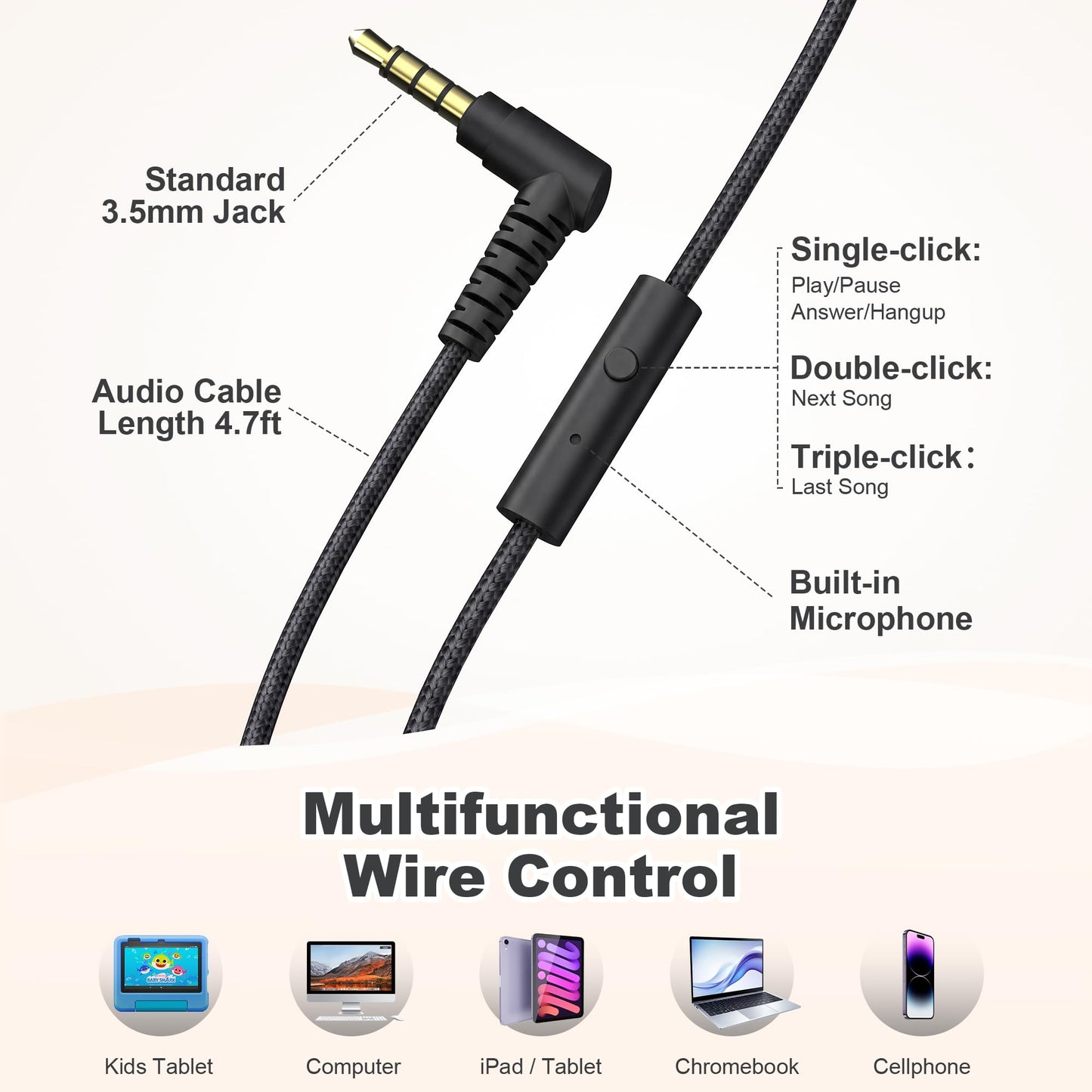 AILIHEN I35 Kids Headphones for School with Mic, 93dB Safe Volume, Orange