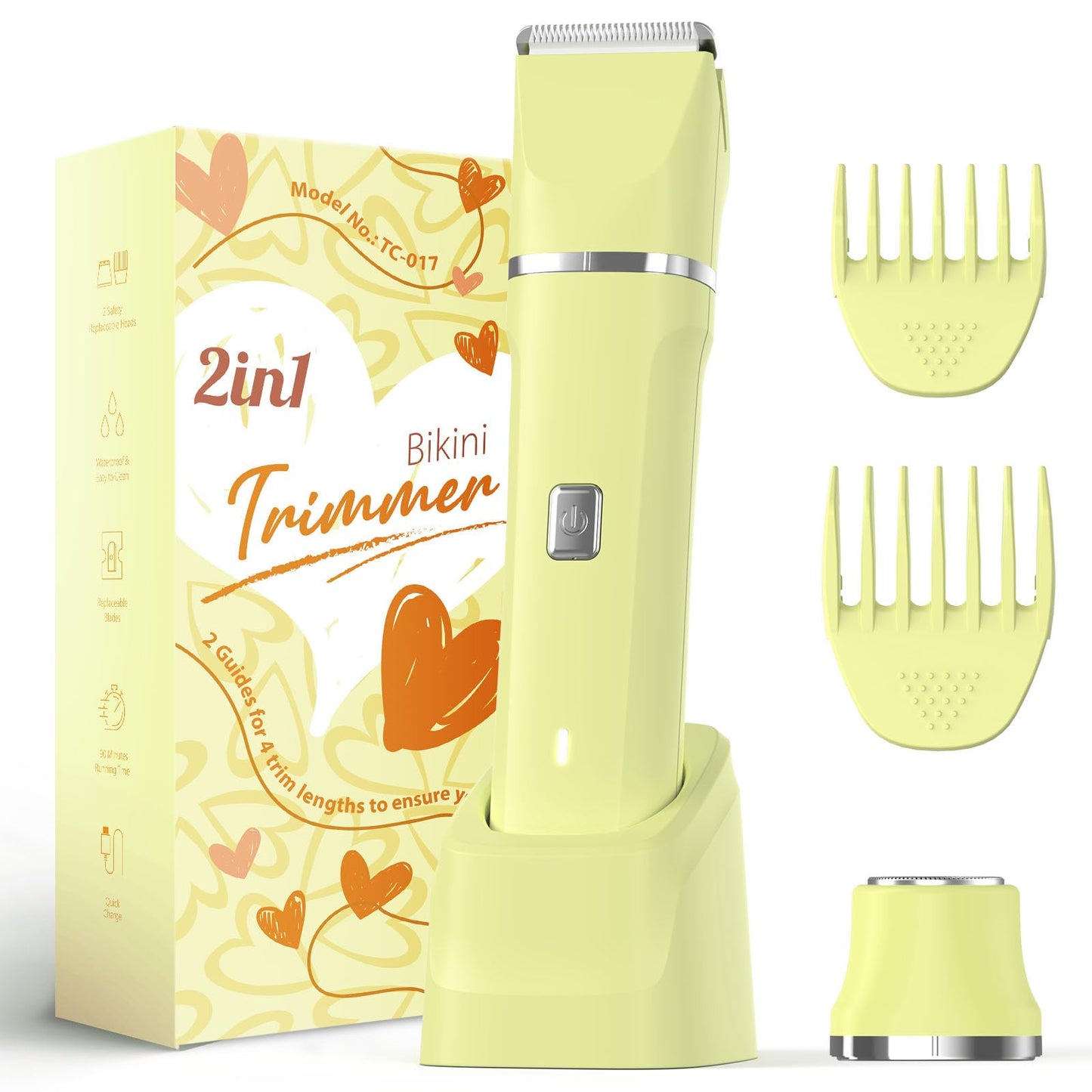 Risina 2-in-1 Bikini Trimmer for Women, Women's Electric Razor, Face Shaver