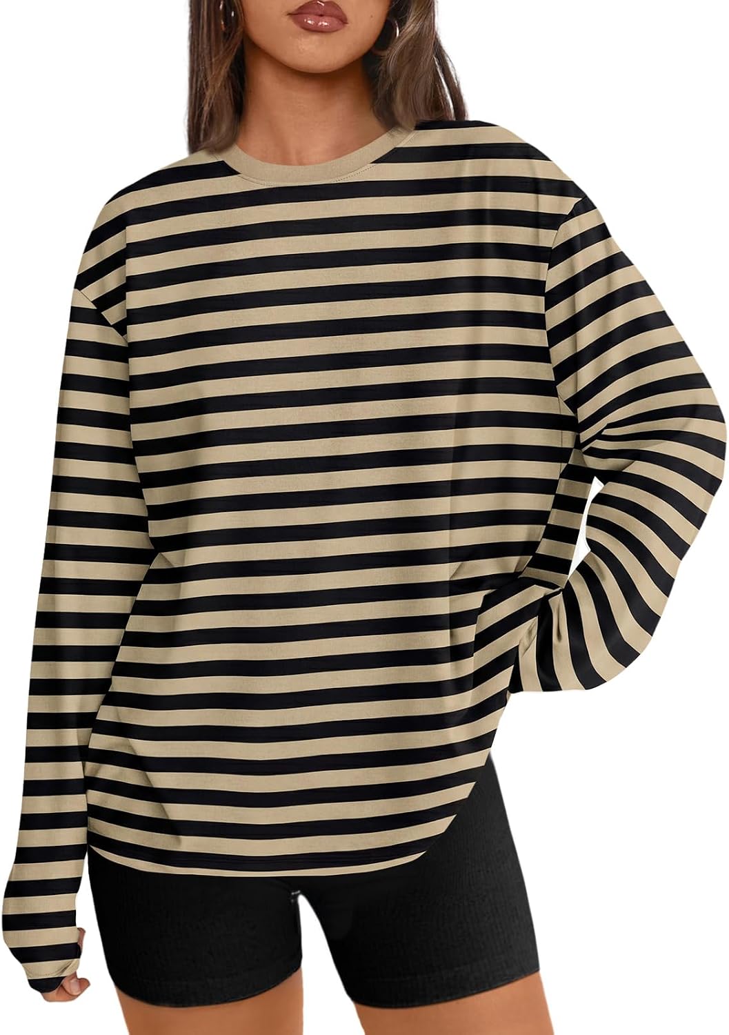 Trendy Queen Womens Oversized Long Sleeve Shirts Fall Tops 2026 Basic Tees
