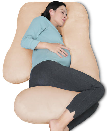 MOON PARK Pregnancy Pillows for Sleeping - U Shaped Full Body Maternity Pillow with Removable Cover - Support for Back, Legs, Belly, HIPS - 65 Inch - Aquamarine