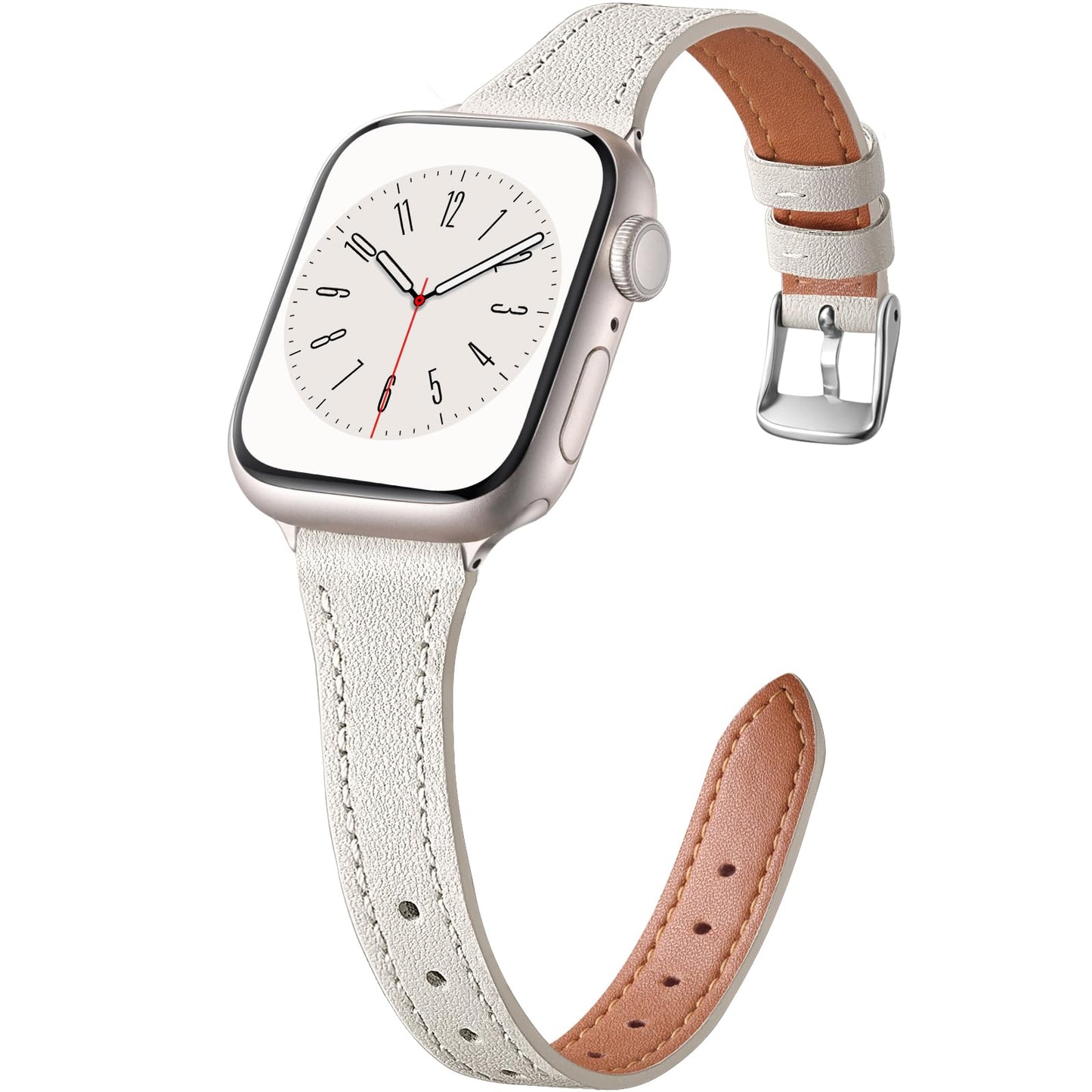 Charlam Slim Leather Band Compatible with Apple Watch Bands for Women 40mm 38mm 41mm 42mm 44mm 45mm 46mm, Top Grain Genuine Leather Strap Thin Wristband for iWatch Series 11 10 SE 9 8 7 6 5 4 3 2 1