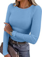 ANRABESS Women Long Sleeve Shirts Ribbed Fitted Tops