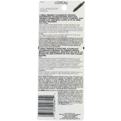L’Oreal ParisVoluminous Waterproof Volume Building Mascara, Black [360], 0.28 oz (Pack of 3)