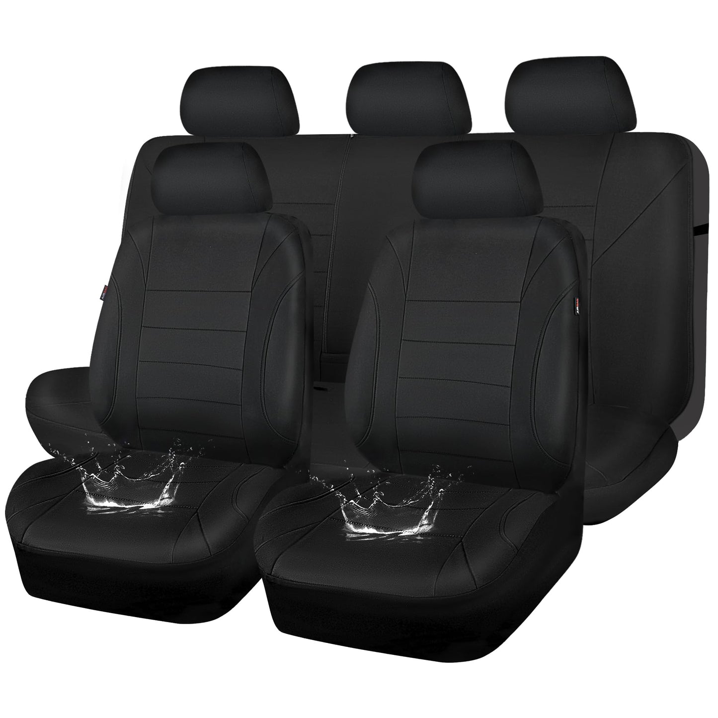 CAR PASS Waterproof Car Seat Covers Front Seats Only with 5mm Composite EVA, Neoprene Car Seat Cover with Separate Headrest Cover, Quick Setup Universal Fit for Car SUV Trucks,Airbag Compatible（Gray