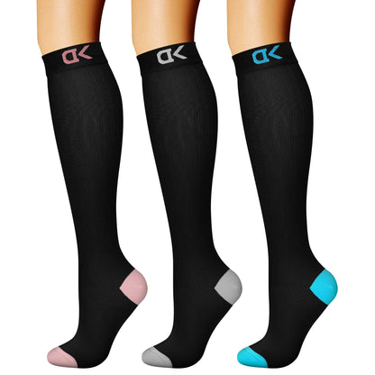 CHARMKING Compression Socks for Women & Men Circulation (3 Pairs) 15-20 mmHg is Best Support for Athletic Running Cycling