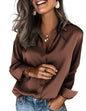 Zeagoo Satin Blouses for Women Silk Button Down Shirts Long Sleeve Tops