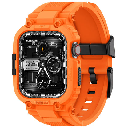 amBand Bands Compatible with Apple Watch 9/8/7/6/5/4 & SE 3/2/1 45mm/44mm Case for Men, M1 Sport Series Rugged Case Protective Cover for iWatch SE3/SE2/6/SE/5/4 44/45 mm Men Black