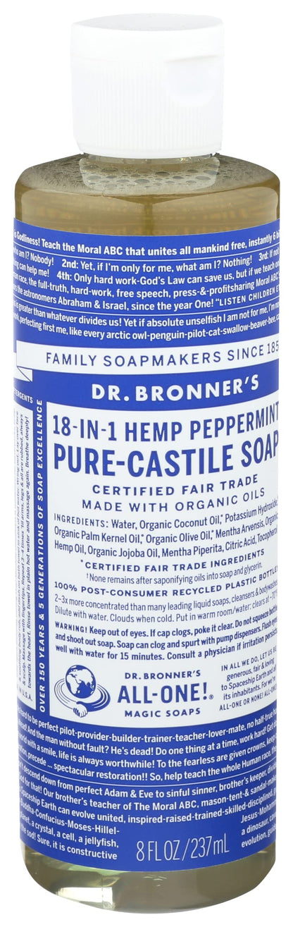 Dr. Bronner's Peppermint Pure-Castile Liquid Soap, Hand Soap, 32 oz