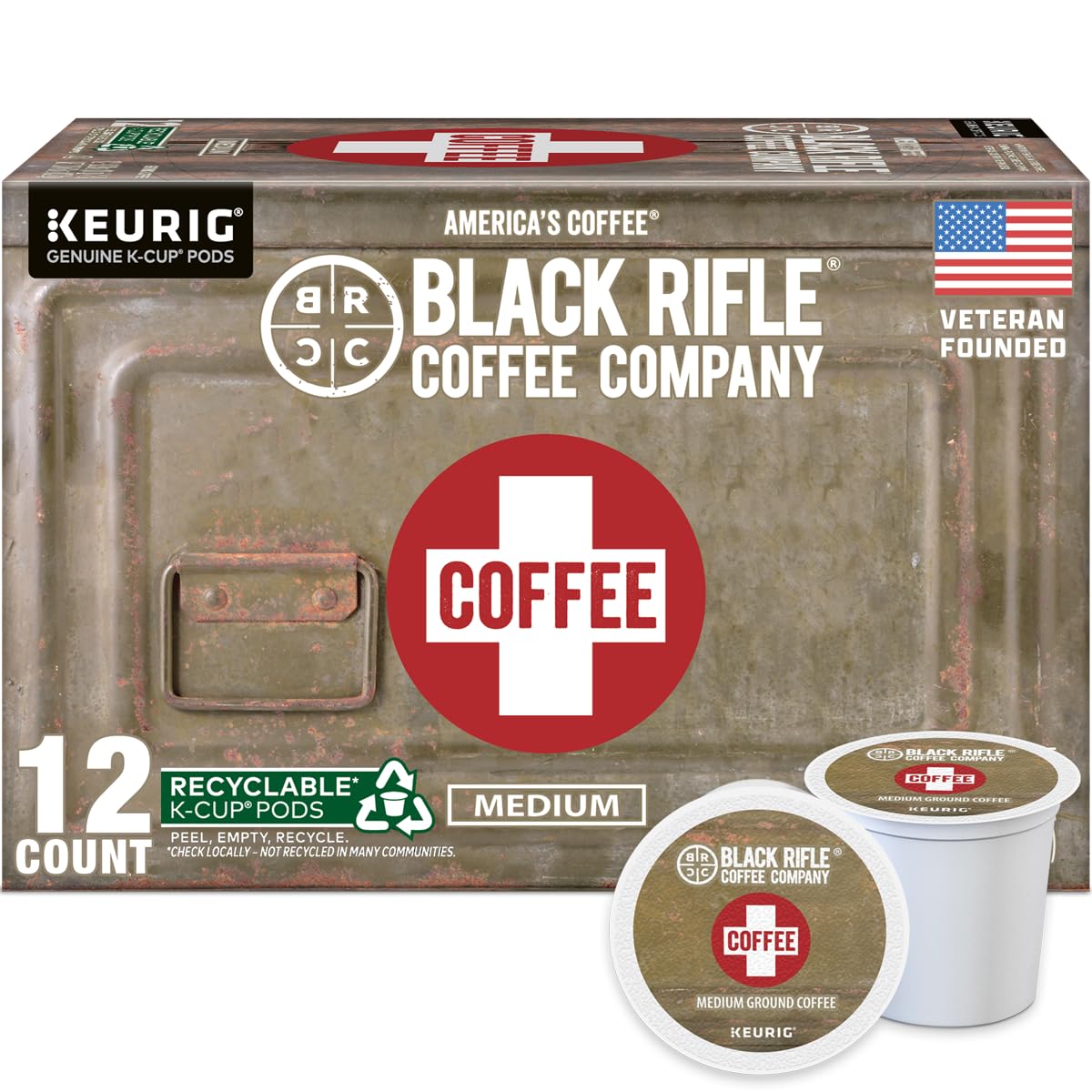 Black Rifle Coffee Medium Roast K Cup Coffee Just Black 32 Count