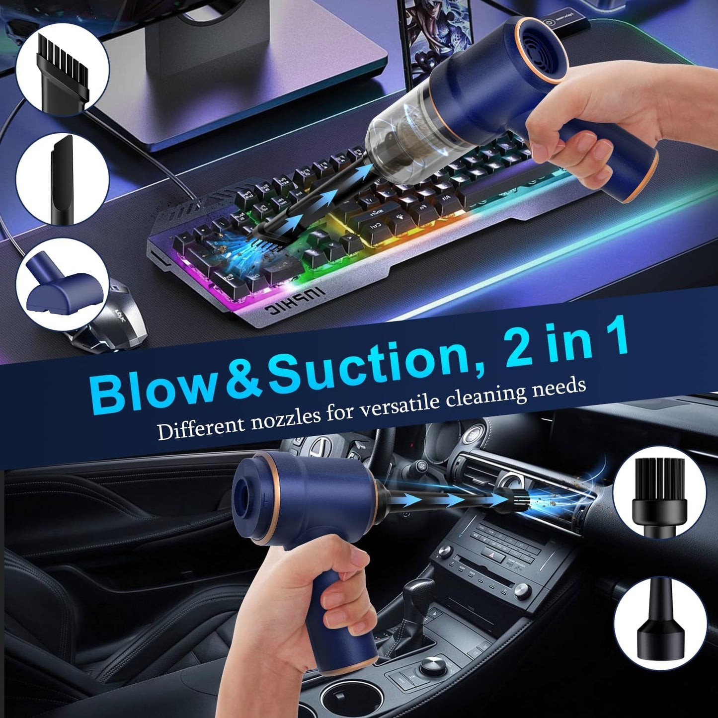 KMM Handheld Car Vacuum Cleaner, Hand Held Vacuum Cleaner and Air Duster