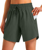 Ksmien Women's 5"/7" Athletic Running Shorts Quick Dry with Zipper Pockets