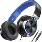 AILIHEN C8 Kids Wired Headphones with Mic for School, 3.5mm Jack, BlackBlue
