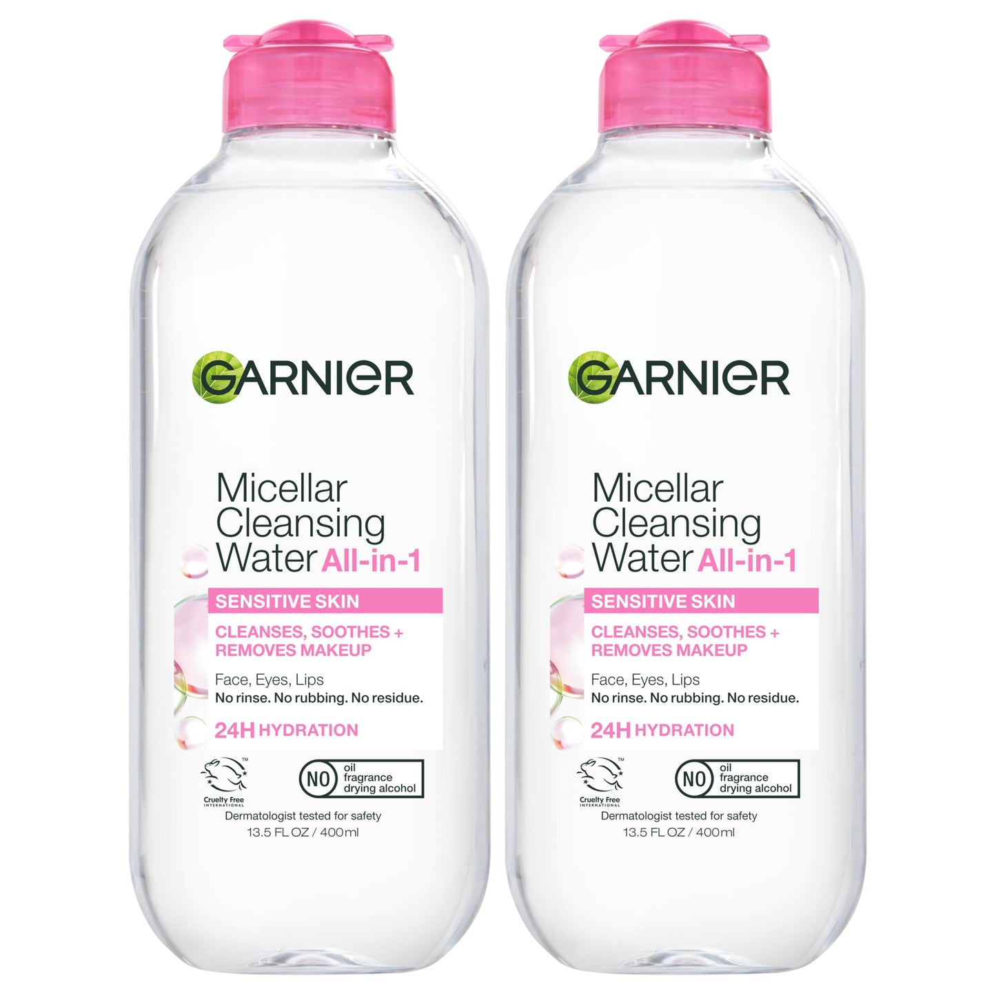 Garnier Micellar Water, Hydrating Facial Cleanser & Makeup Remover, Suitable for Sensitive Skin, Vegan, Cruelty Free, 13.5 Fl Oz (400mL), 1 Count