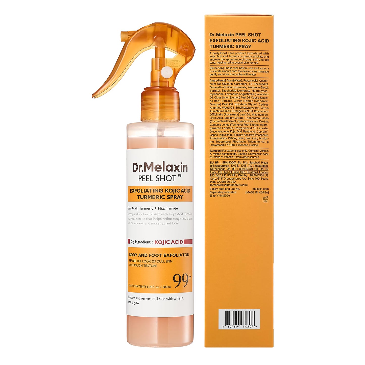 Dr.Melaxin Peel Shot Exfoliating TX-Spray 6.76 fl.oz - 99% Tranexamic Acid and Niacinamide Body Exfoliator Spray for Uneven Skin Tone, AHA PHA Body Peel for Rough Skin, K-Beauty Body Brightening