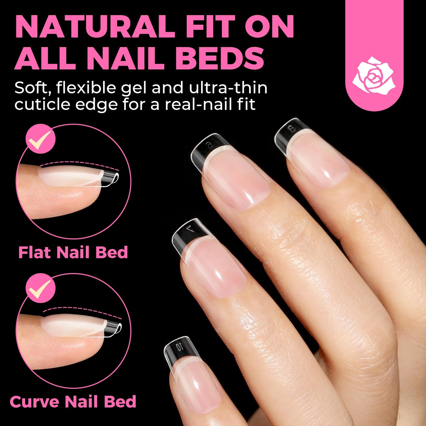 UNA GELLA 504Pcs Medium Pointed Almond Nail Tips, X-Soft Almond Gel Nails