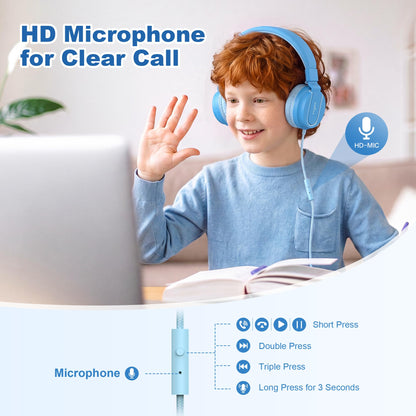 AILIHEN I35 Kids Headphones for School with Mic, 93dB Safe Volume, Orange