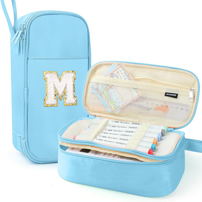 Cute Large Pencil Case Pouch,Personalized Initial Pencil Bag for Girls Boy