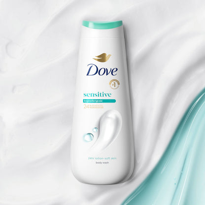 Dove Sensitive Skin Body Wash, 24hr Lotion-Soft Skin, 30.6 oz