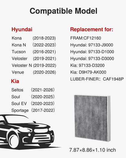 Puroma Cabin Air Filter Activated Carbon for CF11920 CP920 6043C Ford C-Max