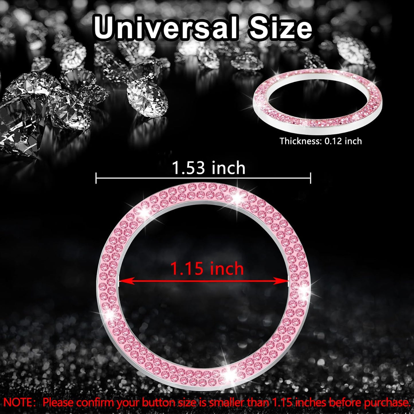 LivTee 2 PCS Crystal Double Rhinestone Car Engine Start Stop Decoration Ring, Bling Car Interior Accessories for Women, Push to Start Button Cover Sticker, Automotive Decals, Light Green