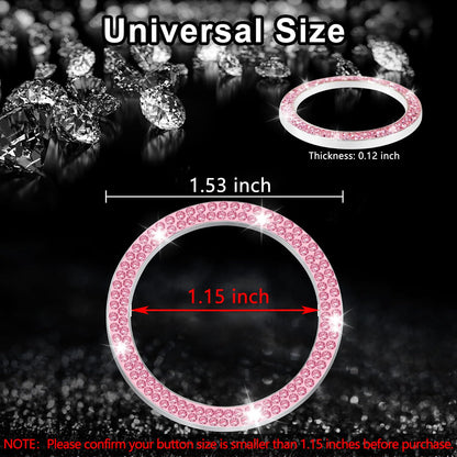 LivTee 2 PCS Crystal Double Rhinestone Car Engine Start Stop Decoration Ring, Bling Car Interior Accessories for Women, Push to Start Button Cover Sticker, Automotive Decals, Light Green