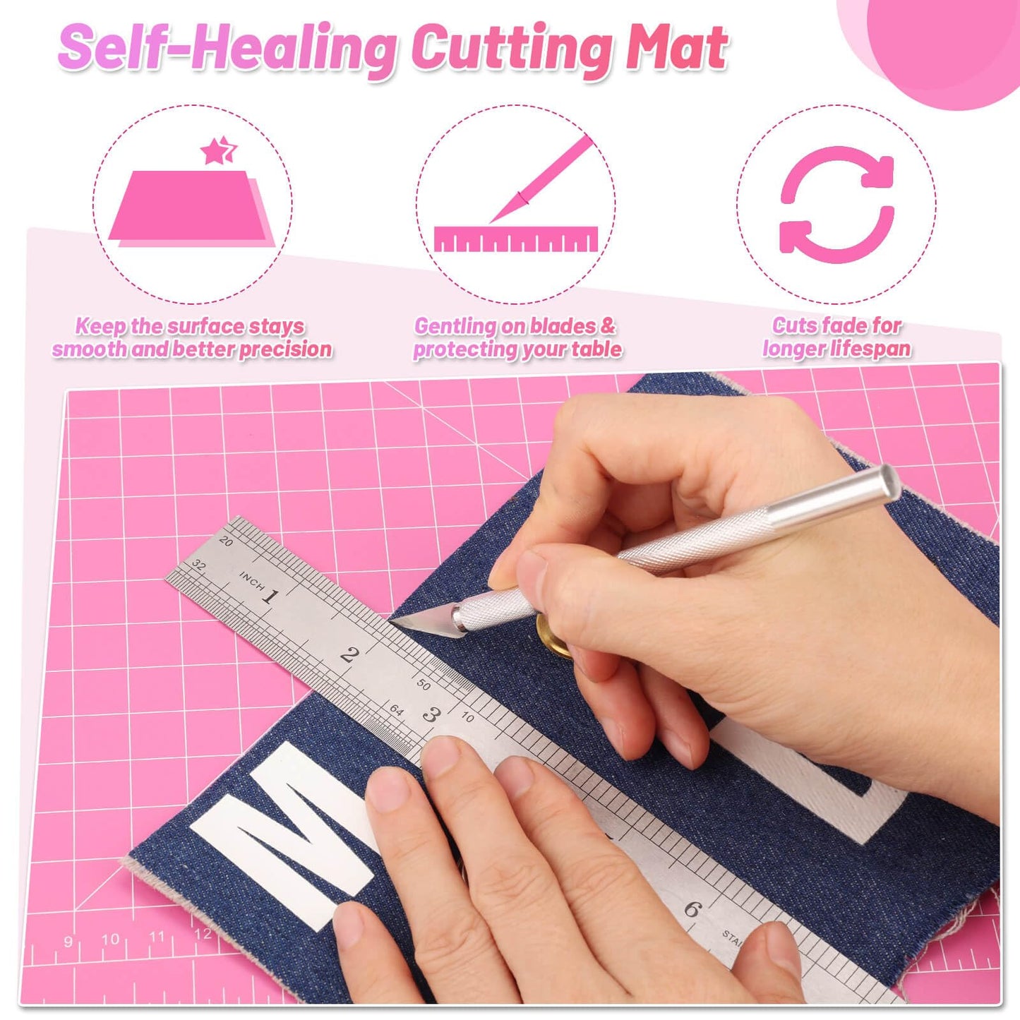 anezus Self Healing Sewing Mat, 12inch x 18inch Rotary Cutting Mat Double Sided 5-Ply Craft Cutting Board for Sewing Crafts Hobby Fabric Precision Scrapbooking Project