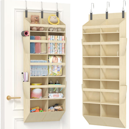Lifewit 1 Pack Over the Door Organizer, 5 Section Hanging Storage, Beige