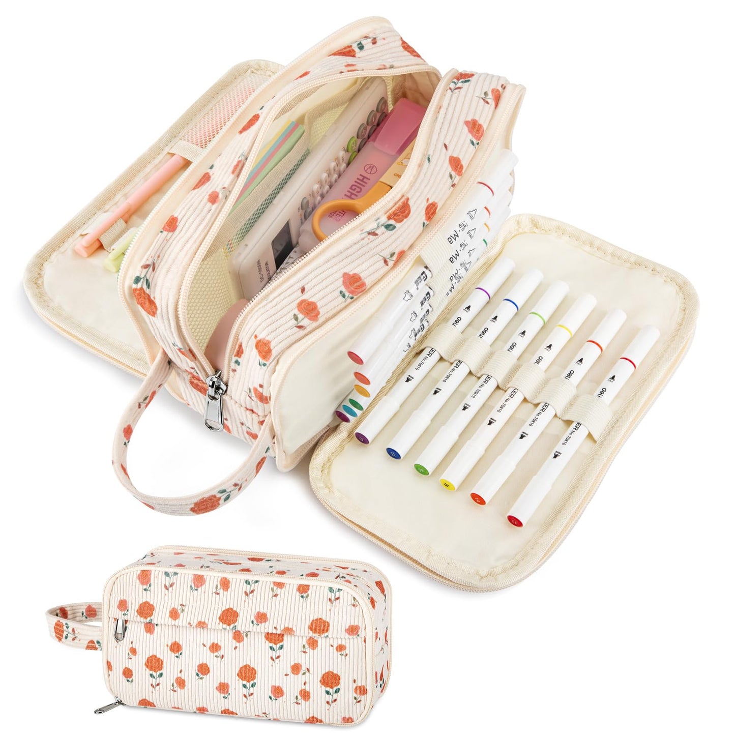 Cute Big Pencil Case Pouch Bag with Handle for Teen Girls Boy Gift