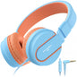 AILIHEN I35 Kids Headphones for School with Mic, 93dB Safe Volume, Orange