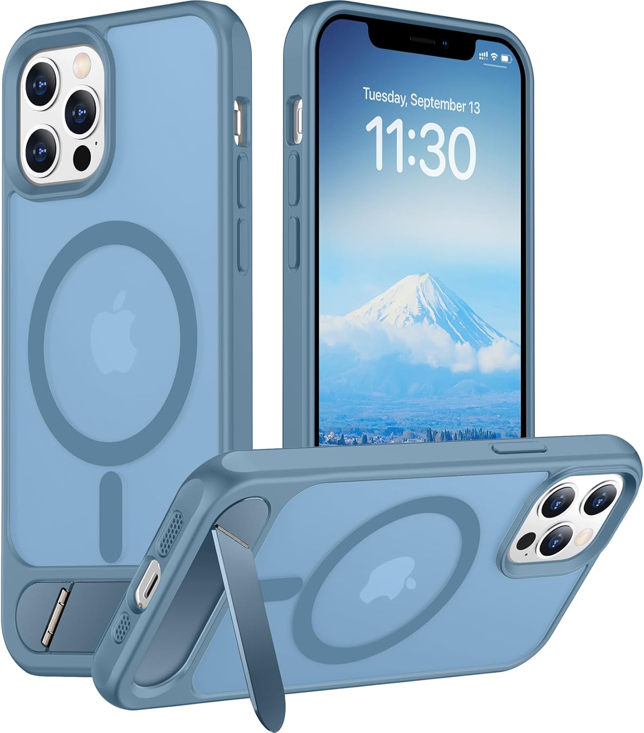 Magnetic Compatible with iPhone 14 Pro Max Case, [Built-in Invisible Kickstand][Compatible with MagSafe] [Military Grade Shockproof] Slim Translucent Matte Phone Case for iPhone 14 Pro Max 6.7"