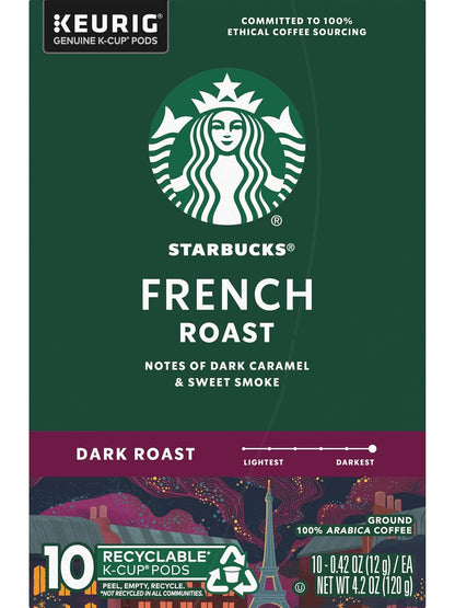 Starbucks K-Cup Coffee Pods, Dark Roast Hot or Iced Coffee, French Roast, 96 Keurig Pods