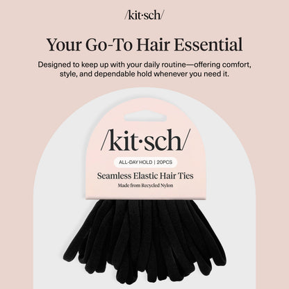 Kitsch Elastic Hair Ties No Damage | Stretchable Hair Bands - Neutral 12pcs
