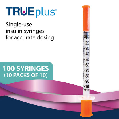 TRUEplus Single-Use Insulin Syringes, 31G, 0.3cc, 5/16 Inch, 100 Count