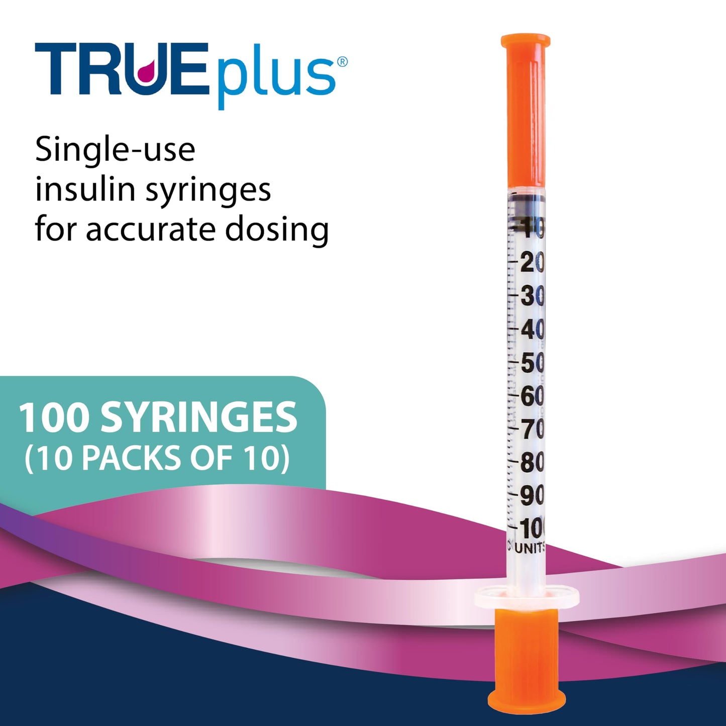 TRUEplus Single-Use Insulin Syringes, 31G, 0.3cc, 5/16 Inch, 100 Count
